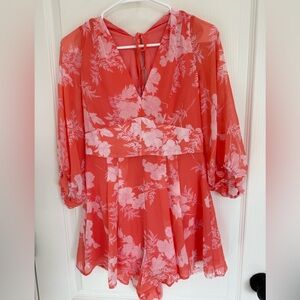 Coral Floral Romper